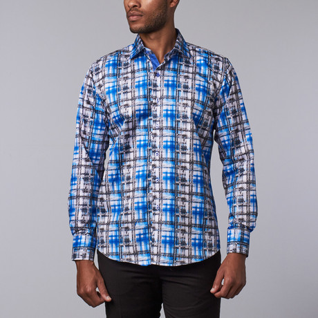 Printed Dress Shirt // Blue (S)