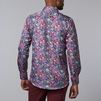 Printed Dress Shirt // Grey + Pink (L)