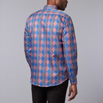 Printed Dress Shirt // Red + Blue (XL)