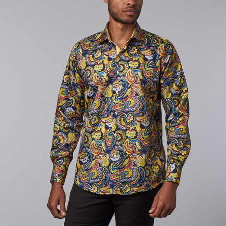 Printed Dress Shirt // Yellow (S)