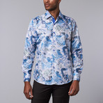 Printed Dress Shirt // Blue + White (2XL)