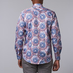 Printed Dress Shirt // Blue + Red (L)