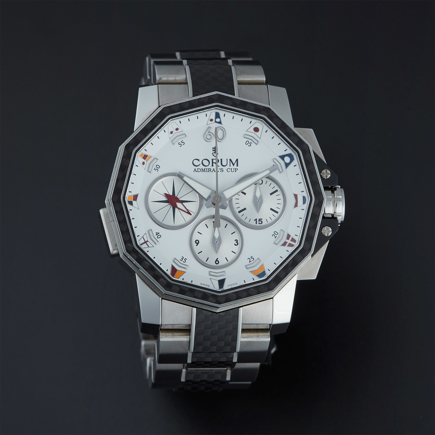 Corum admiral's cup split seconds 2025 white chronograph automatic men's watch