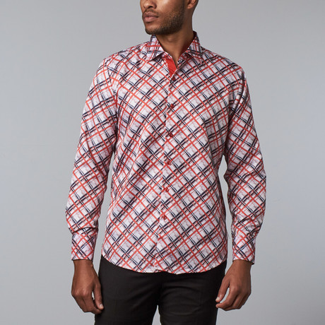 Printed Dress Shirt // Orange (S)