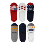 Stars + Stripes No-Show Non-Slip Sock // Pack of 6