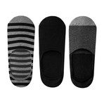 Stripe No-Show Non-Slip Sock // Pack of 6 // Black + Red