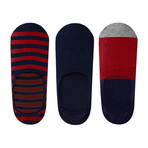 Stripe No-Show Non-Slip Sock // Pack of 6 // Red + Yellow