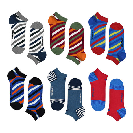 Diagonal Stripe Low-Cut Sport Sock // Pack of 6