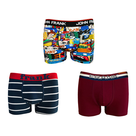 John Frank // Comics + Stripes Boxer Brief // Set of 3 (S/M(28"-30"))