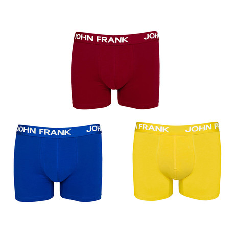 Solid Boxer Brief // Set of 3 // Blue + Yellow + Red (S/M(28"-30"))