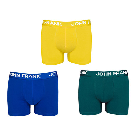 Solid Boxer Brief // Set of 3 // Blue + Yellow + Green (S/M(28"-30"))