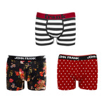 John Frank // Flowers + Stars + Stripes Boxer Brief // Set of 3 (S/M(28"-30"))