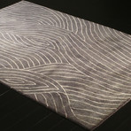 Scrolls // Grey Wool + Viscose Rug (8'6"L x 5'6"W)