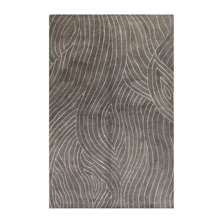 Scrolls // Grey Wool + Viscose Rug (8'L x 2'6"W)