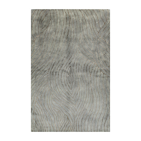 Scrolls // Light Blue Wool + Viscose Rug (8'L x 2'6"W)