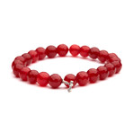 Fire Bead Bracelet // Red + Silver