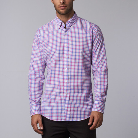 Highline Washed Casual Button-Up // Pink + Purple Tattersall (XS)