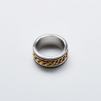 Cuban Link Ring // 3-Tone Black + Gold (Size 9)