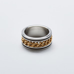 Cuban Link Ring // 3-Tone Black + Gold (Size 9)