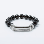 Black Onyx Bead Bracelet + Chevron Bar