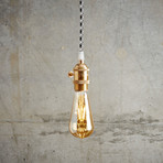 B&W Houndstooth Brass Cord + Edison Bulb