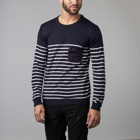 Pocket Nautical Crewneck Jumper // Marine (XS)