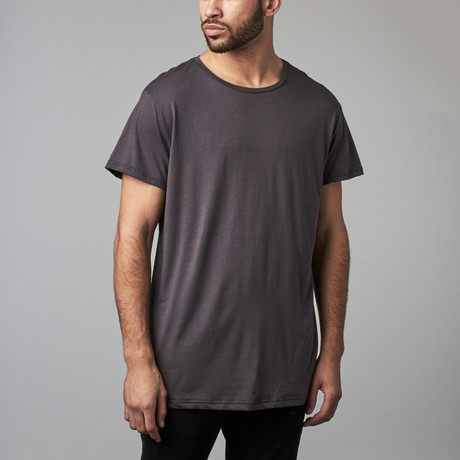 Crew Neck Silk Blend Tee // Charcoal (XS)