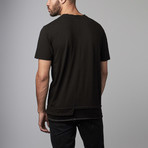 Asymmetric Hem Crew Neck Tee // Black (XS)