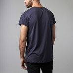 Crew Neck Silk Blend Tee // Midnight Blue (L)