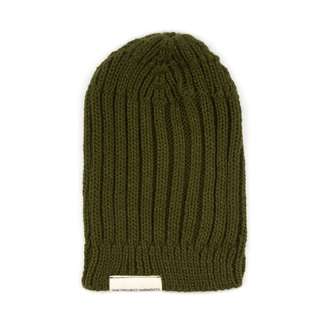 Short Wool Blend Beanie // Khaki