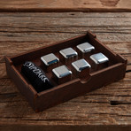 Steel Whiskey Stones + Wooden Gift Box
