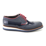 Contrast Stitch Medallion Dress Shoe // Dark Blue + Red (Euro: 42)