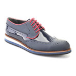 Contrast Stitch Medallion Dress Shoe // Dark Blue + Red (Euro: 39)