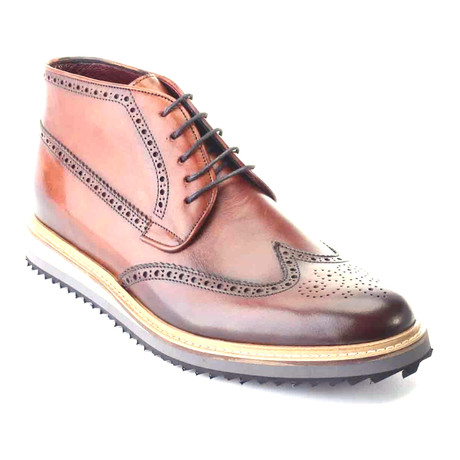 Medallion Wingtip Lace-Up Boot // Tobacco (Euro: 39)