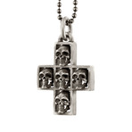 Multi Skull Cross Pendant + Silver Chain // Sterling Silver