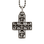 Multi Skull Cross Pendant + Silver Chain // Sterling Silver