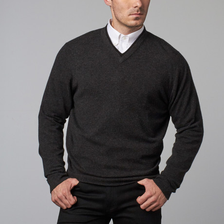 Solid V-Neck Sweater // Pepper (S)