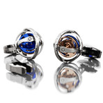 Gyro Cufflinks // Blue PVD + Rose Gold PVD