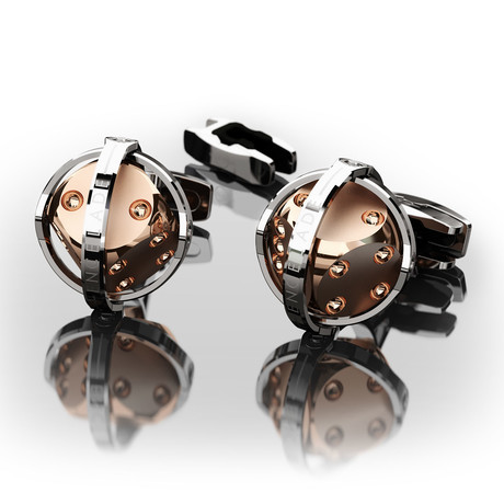 Dice Cufflinks // Stainless Steel + Rose Gold PVD