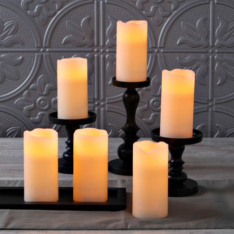 Melted Edge Ivory LED Flameless Candles // Set of 6