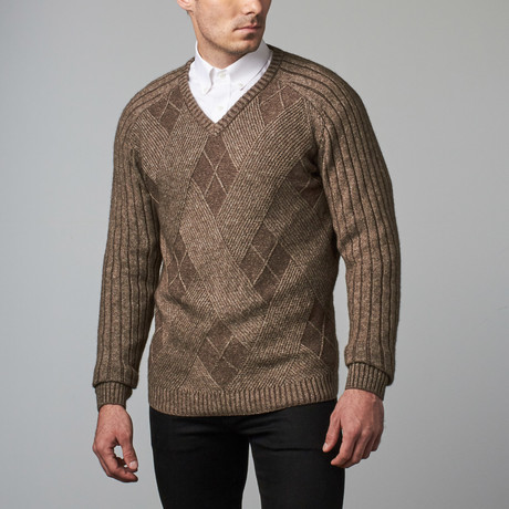 Yak Textured V-Neck Sweater // Natural (S)