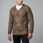 Yak Textured V-Neck Sweater // Natural (2XL)