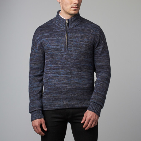 Big Multi Marl Zip Mock // Indigo (2X)