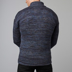 Big Multi Marl Zip Mock // Indigo (3X)