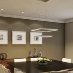 Atria Duo // Two Tier Square Chandelier // Silver