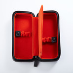 Saffiano Leather Watch Box // Black + Orange Suede