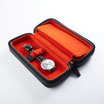 Saffiano Leather Watch Box // Black + Orange Suede