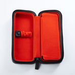 Saffiano Leather Watch Box // Black + Orange Suede