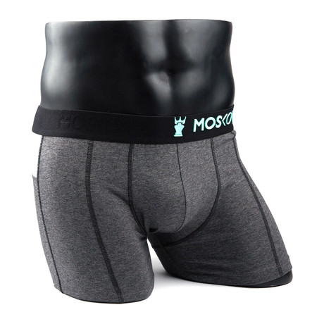 M2 Cotton Boxer Brief // Dark Heather Grey + Aqua (S)