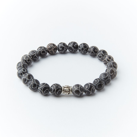 Karma Arm // OM Black Jade Bead Bracelet // 10mm Beads (XS)